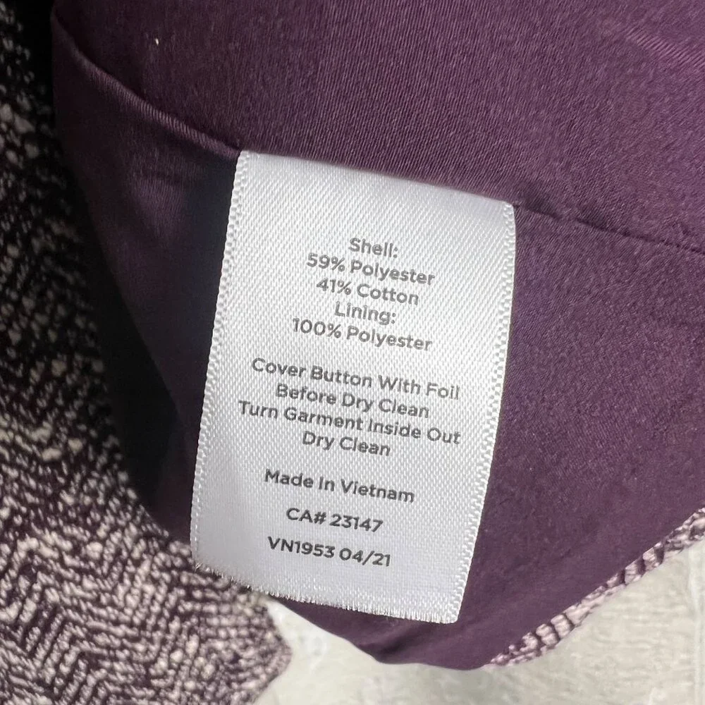 Talbots 18WP Woman Petite Melange Herringbone Blazer long-line jacket purple - Picture 10 of 11